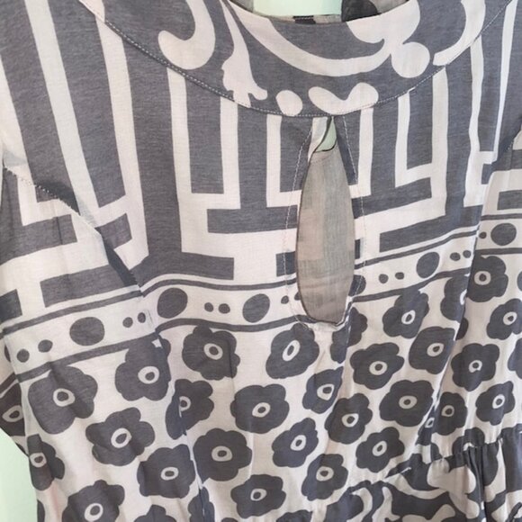 April May Silk Cotton Dress-Size Small, Unique Print,Keyhole Back, Ruffle,Pocket - Picture 3 of 8